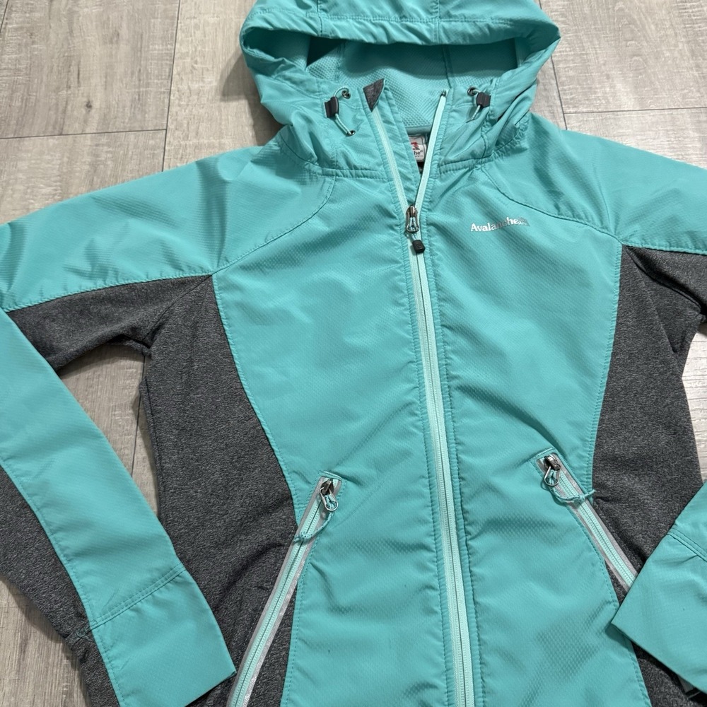 Avalanche Weather Shield Running Shell Full Zip Hooded Jacket Teal Women's Small - Picture 12 of 12